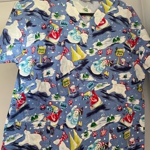 Snowman Unisex Scrub Top Small